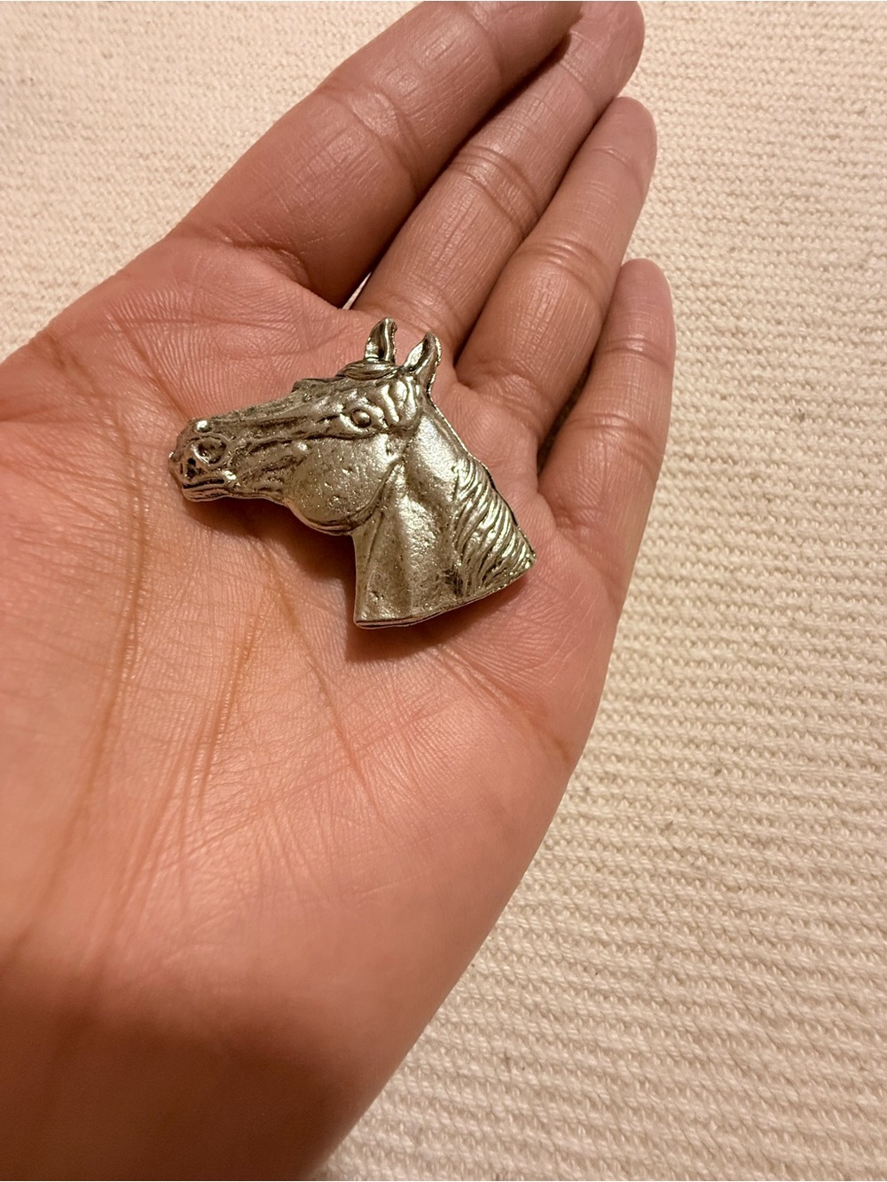 Vintage Pewter Horse Head Brooch